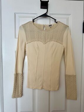 Gimmicks - Cream Cable-Knit Detail Long Sleeve Top